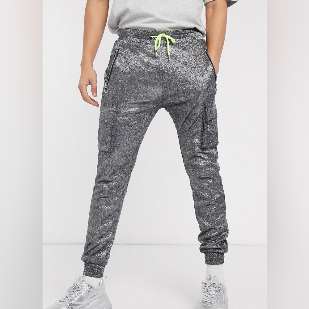 ASOS Black Glitter Jogger Pants